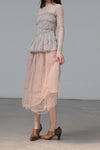 Marc Le Bihan Silk Skirt Six-layer Tulle 25930 Series French Hand-dyed MLB-25930-SKIN Skin Color